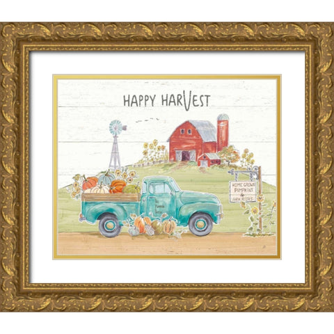 Fall Market I Pumpkin Patch Gold Ornate Wood Framed Art Print with Double Matting by Brissonnet, Daphne