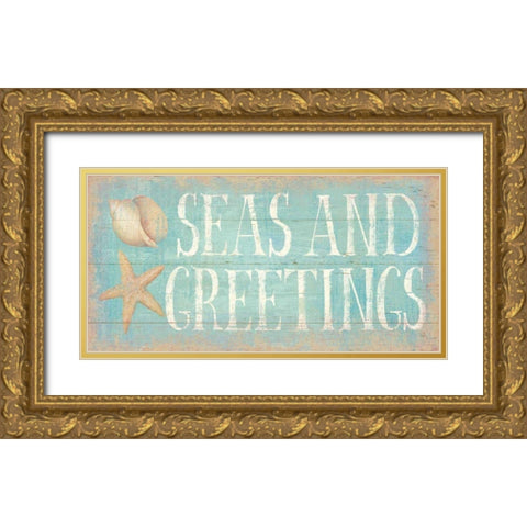 Pastel Coast Greetings Gold Ornate Wood Framed Art Print with Double Matting by Brissonnet, Daphne