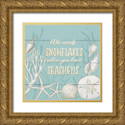 Tranquil Morning II Snowflakes Gold Ornate Wood Framed Art Print with Double Matting by Penner, Janelle