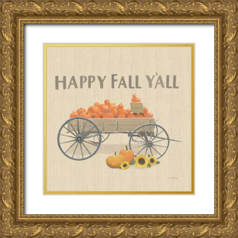 Heartland Harvest Moments IV Happy Fall Gold Ornate Wood Framed Art Print with Double Matting by Wiens, James