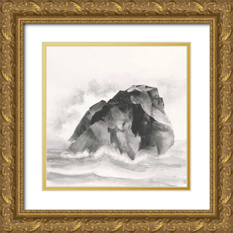 Solitary Rock Gold Ornate Wood Framed Art Print with Double Matting by Paschke, Chris