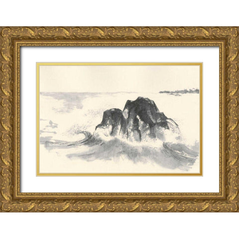 Ocean Waves Gold Ornate Wood Framed Art Print with Double Matting by Paschke, Chris