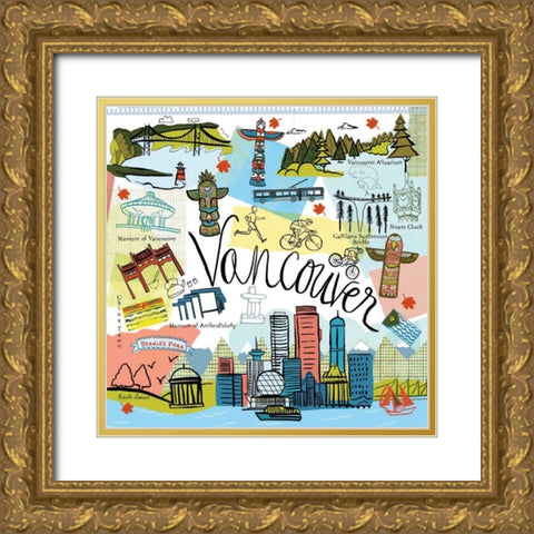 Global Travel V Gold Ornate Wood Framed Art Print with Double Matting by Zaman, Farida