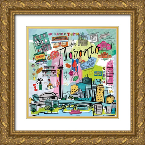 Global Travel XIII Gold Ornate Wood Framed Art Print with Double Matting by Zaman, Farida