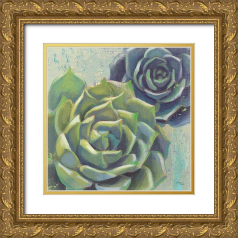 Succulents I Crop Gold Ornate Wood Framed Art Print with Double Matting by Wellington Studio