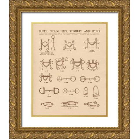Equine Riding Gear I v2 Gold Ornate Wood Framed Art Print with Double Matting by Wild Apple Portfolio