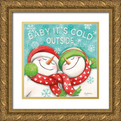 Let it Snow VI Gold Ornate Wood Framed Art Print with Double Matting by Urban, Mary