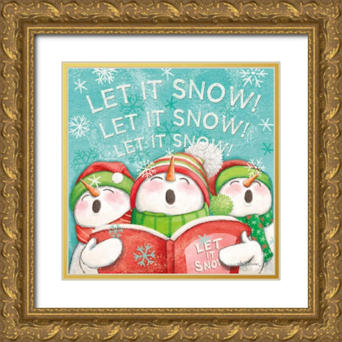 Let it Snow VIII Gold Ornate Wood Framed Art Print with Double Matting by Urban, Mary