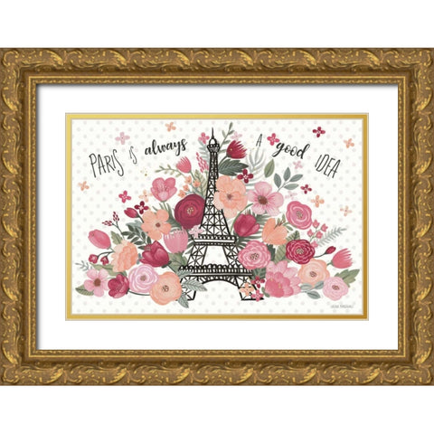 Paris is Blooming I Gold Ornate Wood Framed Art Print with Double Matting by Marshall, Laura