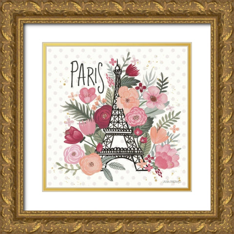 Paris is Blooming II Gold Ornate Wood Framed Art Print with Double Matting by Marshall, Laura