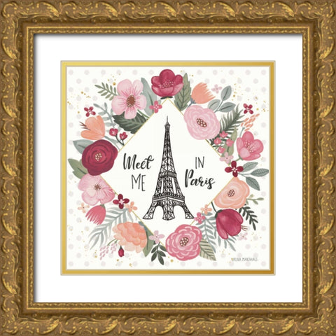 Paris is Blooming V Gold Ornate Wood Framed Art Print with Double Matting by Marshall, Laura