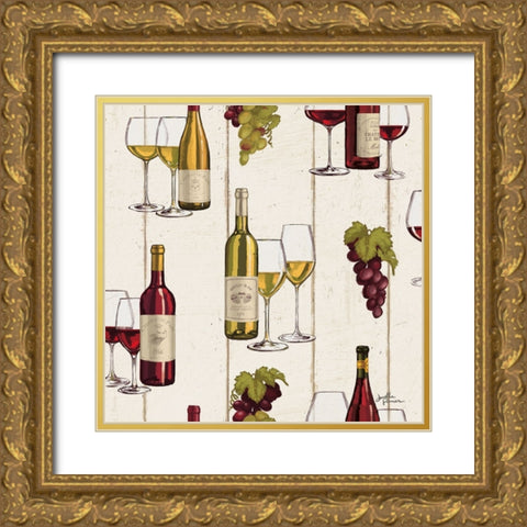 Wine Tasting Step 01A Gold Ornate Wood Framed Art Print with Double Matting by Penner, Janelle