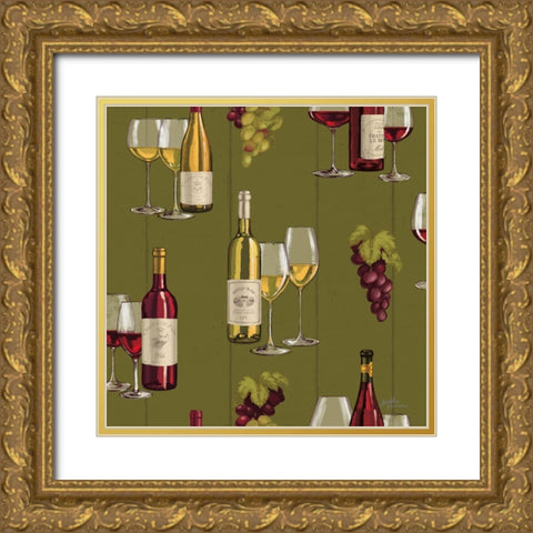 Wine Tasting Step 01C Gold Ornate Wood Framed Art Print with Double Matting by Penner, Janelle