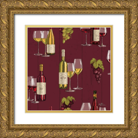 Wine Tasting Step 01D Gold Ornate Wood Framed Art Print with Double Matting by Penner, Janelle