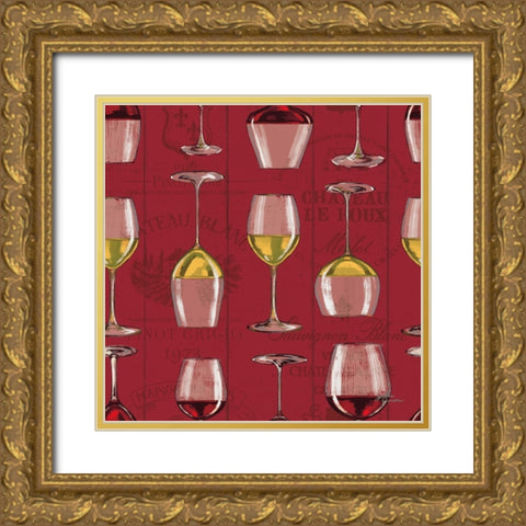 Wine Tasting Step 02B Gold Ornate Wood Framed Art Print with Double Matting by Penner, Janelle
