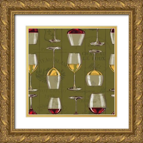 Wine Tasting Step 02C Gold Ornate Wood Framed Art Print with Double Matting by Penner, Janelle
