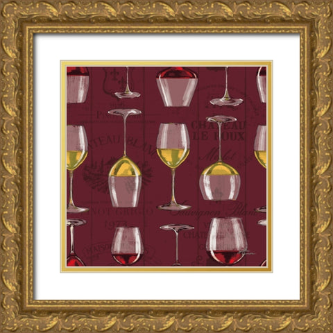 Wine Tasting Step 02D Gold Ornate Wood Framed Art Print with Double Matting by Penner, Janelle