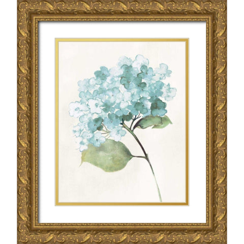 Antique Floral on Cream I Blue Gold Ornate Wood Framed Art Print with Double Matting by Wild Apple Portfolio