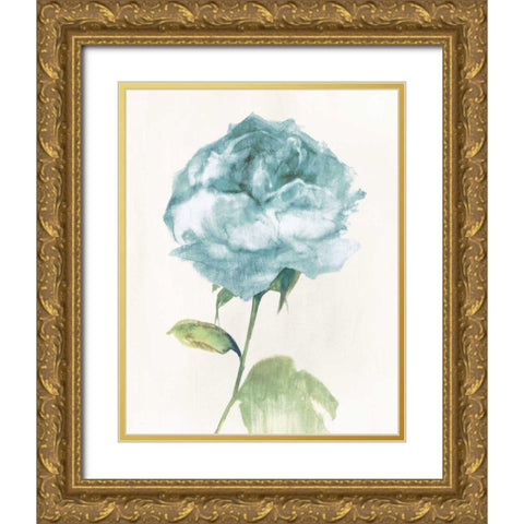 Antique Floral on Cream II Blue Gold Ornate Wood Framed Art Print with Double Matting by Wild Apple Portfolio