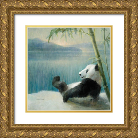 Resting in Bamboo Gold Ornate Wood Framed Art Print with Double Matting by Nai, Danhui