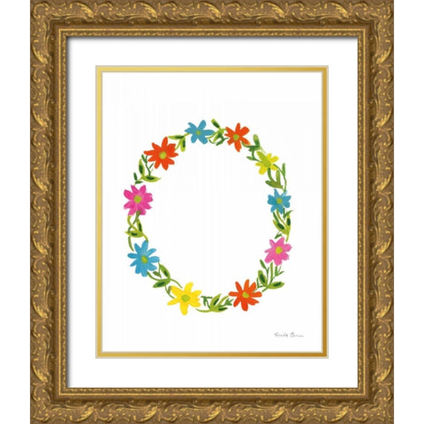 Floral Alphabet Letter XV Gold Ornate Wood Framed Art Print with Double Matting by Zaman, Farida