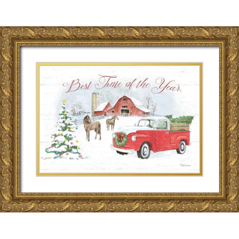 Farmhouse Holidays V Gold Ornate Wood Framed Art Print with Double Matting by Grove, Beth