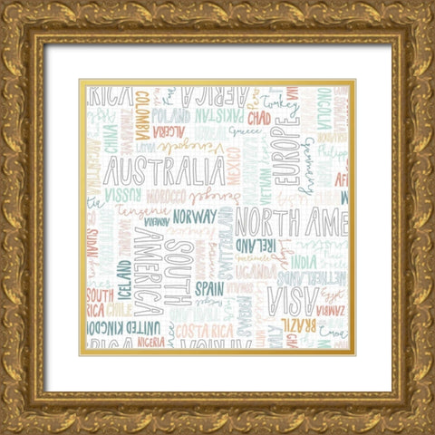World Traveler Pattern I Gold Ornate Wood Framed Art Print with Double Matting by Marshall, Laura