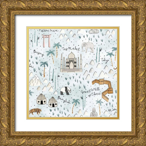World Traveler Pattern IX Gold Ornate Wood Framed Art Print with Double Matting by Marshall, Laura