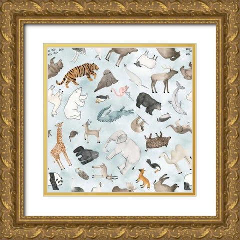 World Traveler Pattern XV Gold Ornate Wood Framed Art Print with Double Matting by Marshall, Laura