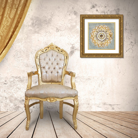 Mandala Delight II Yellow Grey Gold Ornate Wood Framed Art Print with Double Matting by Nai, Danhui