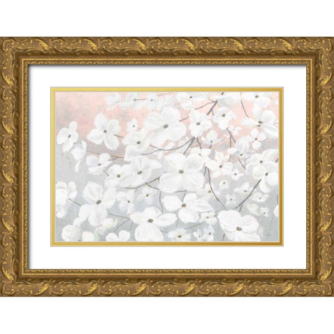 Bringing in Blossoms Blush Gold Ornate Wood Framed Art Print with Double Matting by Wiens, James