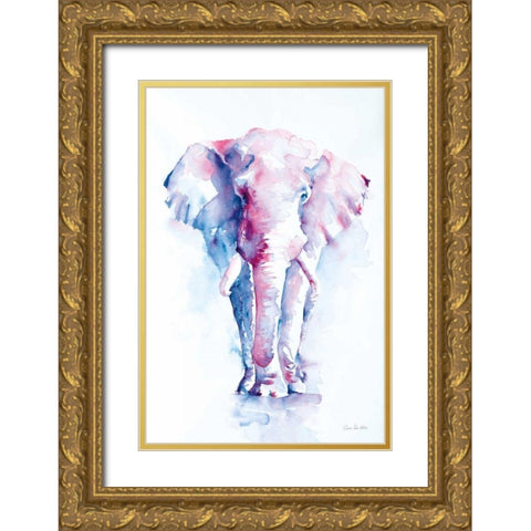 An Elephant Never Forgets Gold Ornate Wood Framed Art Print with Double Matting by Valle, Aimee Del