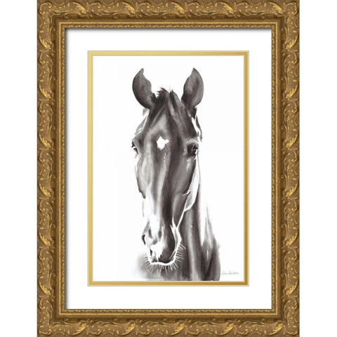 Le Cheval Noir Gold Ornate Wood Framed Art Print with Double Matting by Valle, Aimee Del