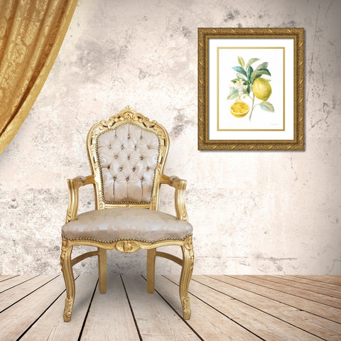 Floursack Lemon III on White Gold Ornate Wood Framed Art Print with Double Matting by Nai, Danhui