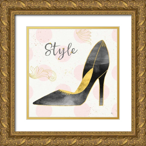 Fashion Blooms I Black Gold Ornate Wood Framed Art Print with Double Matting by Aiken, Jess