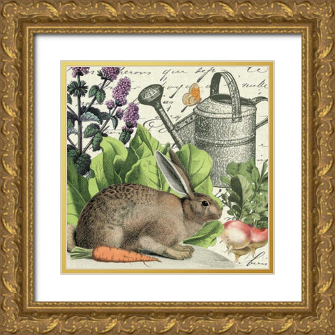 Garden Rabbit I Gold Ornate Wood Framed Art Print with Double Matting by Wild Apple Portfolio