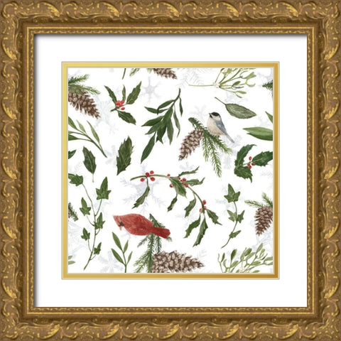 Peace and Joy Pattern VIII Gold Ornate Wood Framed Art Print with Double Matting by Miller, Sara Zieve