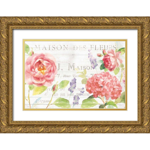 Maison Des Fleurs I Gold Ornate Wood Framed Art Print with Double Matting by Nai, Danhui