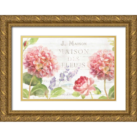 Maison Des Fleurs II Gold Ornate Wood Framed Art Print with Double Matting by Nai, Danhui