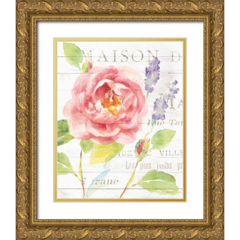 Maison Des Fleurs III Gold Ornate Wood Framed Art Print with Double Matting by Nai, Danhui