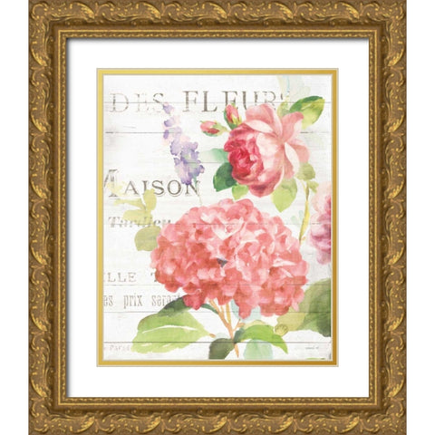 Maison Des Fleurs IV Gold Ornate Wood Framed Art Print with Double Matting by Nai, Danhui