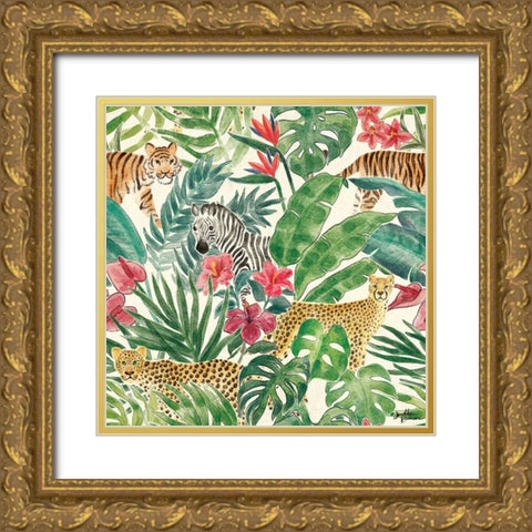 Jungle Vibes Step 01A Gold Ornate Wood Framed Art Print with Double Matting by Penner, Janelle