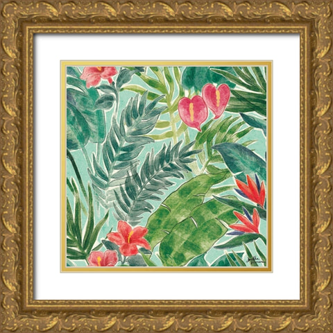 Jungle Vibes Step 02C Gold Ornate Wood Framed Art Print with Double Matting by Penner, Janelle