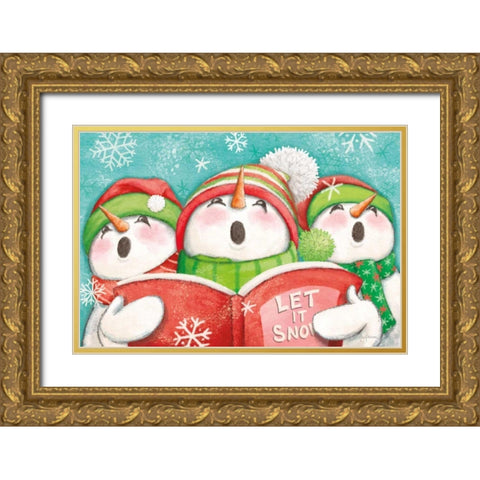 Let it Snow IV Eyes Open Gold Ornate Wood Framed Art Print with Double Matting by Urban, Mary