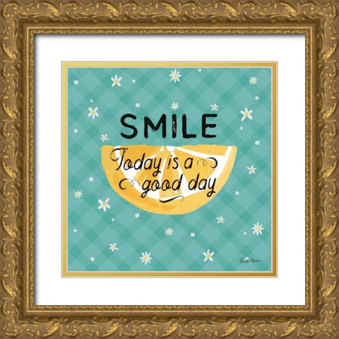 Mellow Yellow IV Turquoise Gold Ornate Wood Framed Art Print with Double Matting by Zaman, Farida