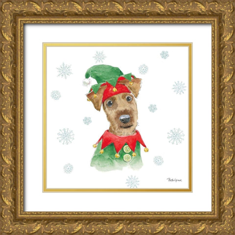 Holiday Paws VII Gold Ornate Wood Framed Art Print with Double Matting by Grove, Beth