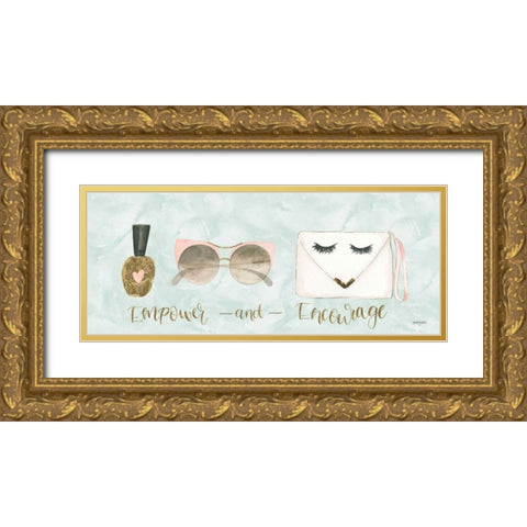 Boss Ladies X Aqua Empower Gold Ornate Wood Framed Art Print with Double Matting by Jackson, Jenaya