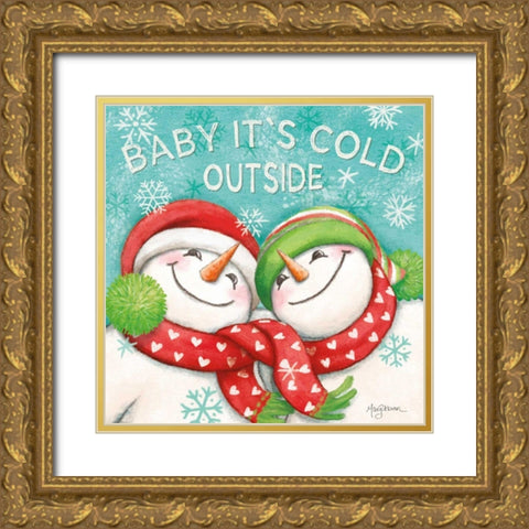 Let it Snow VI Eyes Open Gold Ornate Wood Framed Art Print with Double Matting by Urban, Mary