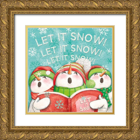 Let it Snow VIII Eyes Open Gold Ornate Wood Framed Art Print with Double Matting by Urban, Mary