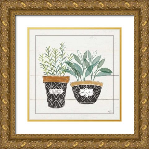 Fine Herbs IV Love Gold Ornate Wood Framed Art Print with Double Matting by Penner, Janelle